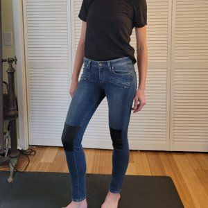 Paige Premium Denim Harlem Skinny Leather Leg Panel Jean in Constance